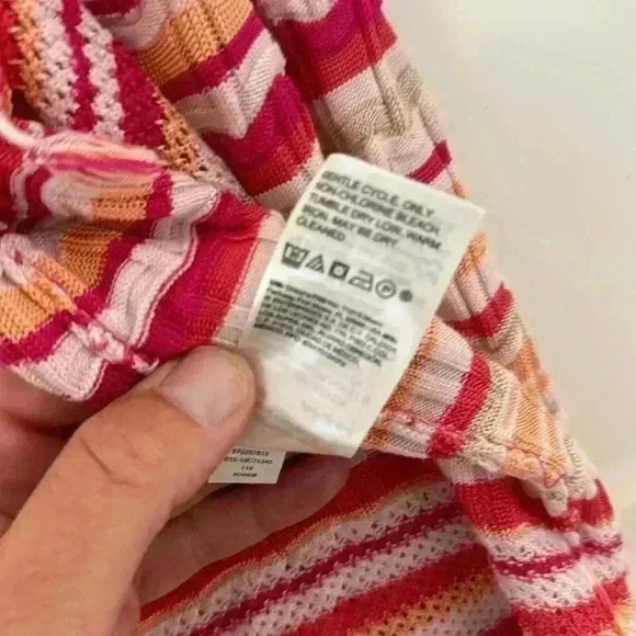 Chico's Knit Sweater Cardigan Open Front Waterfall Fringe Edge Chico's Size 2 - Picture 10 of 13